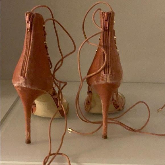 Aldo Velvet Pink Transparent Lace Up Sandals - Picture 3 of 3